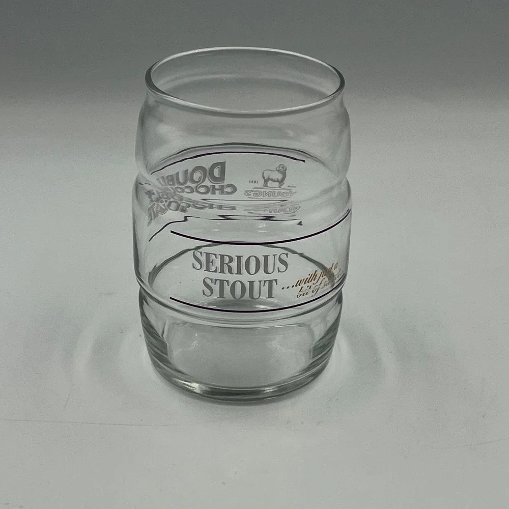 Young's Beer Glass Clear Double Chocolate Serious Stout EUC 16 oz Pint